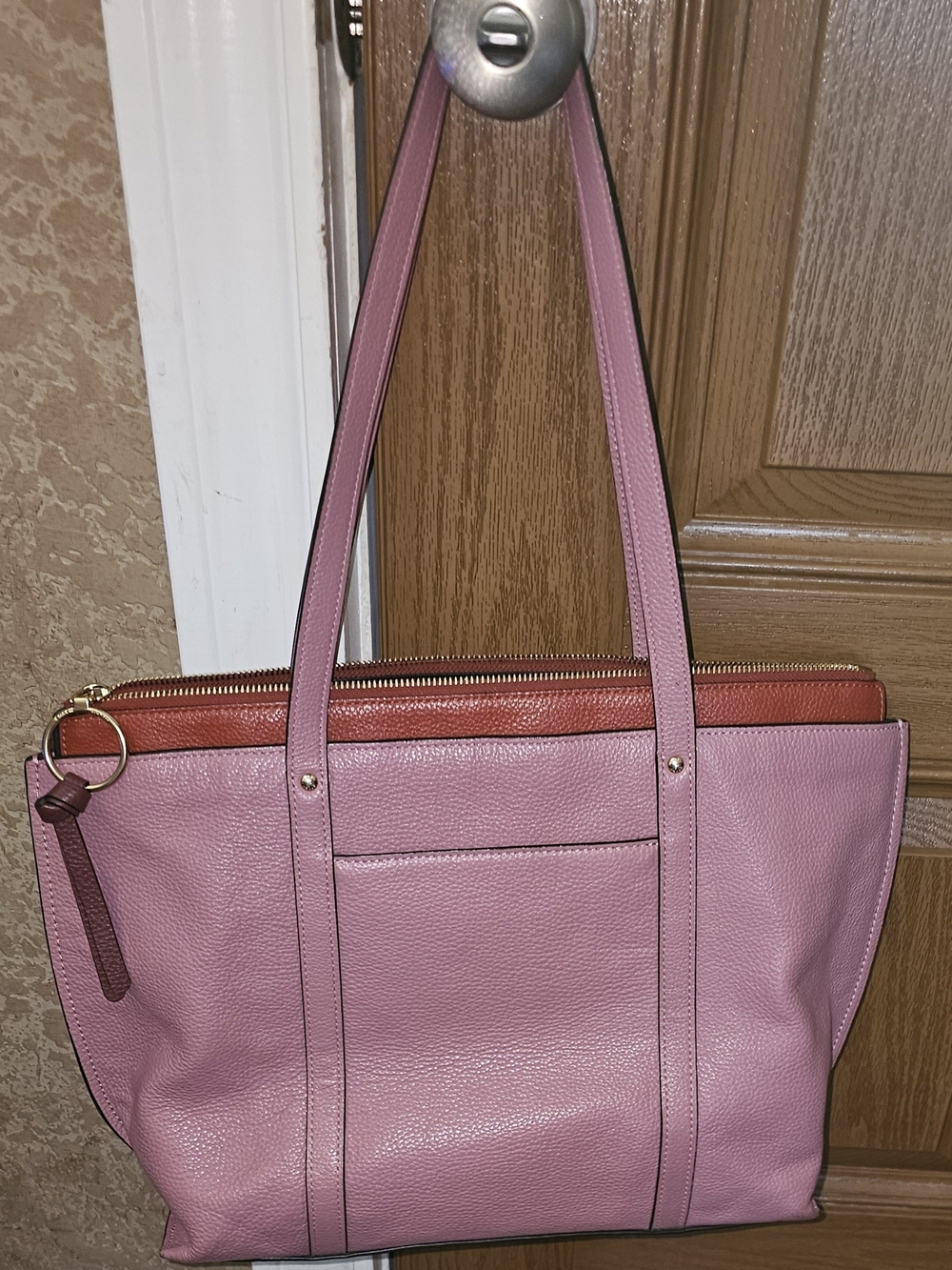 Coach Pink Leather Tote with Scarf Accent - Picture 9 of 11